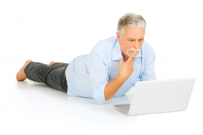 Bearded man with laptop