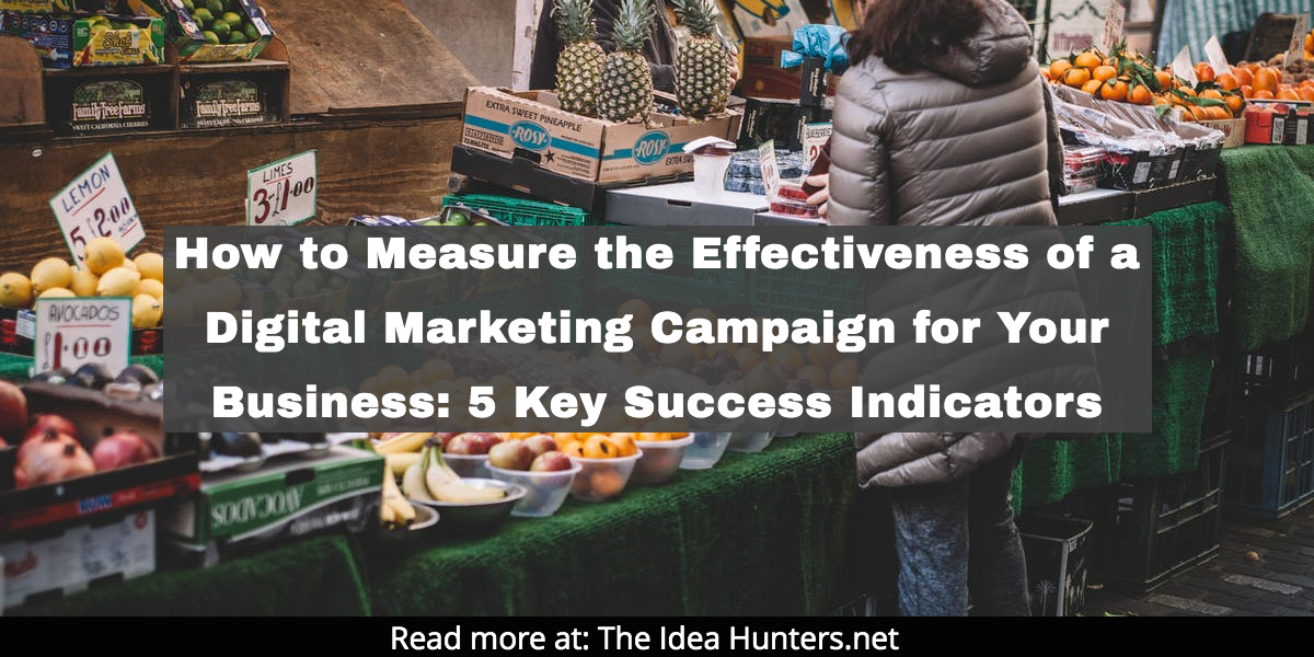 How to Measure the Effectiveness of a Digital Marketing Campaign for Your Business: 5 Key Success Indicators James K Kim the idea hunters net